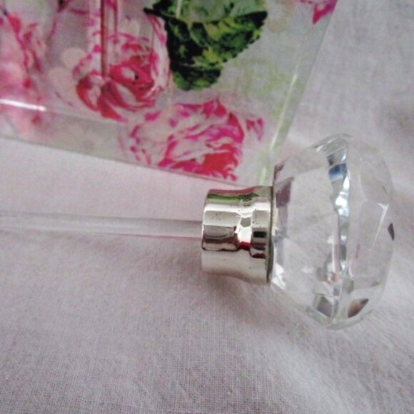 Beautiful Crystal Perfume Bottle Glass Dauber Embossed Floral Pattern. Approx. - Picture 7 of 8